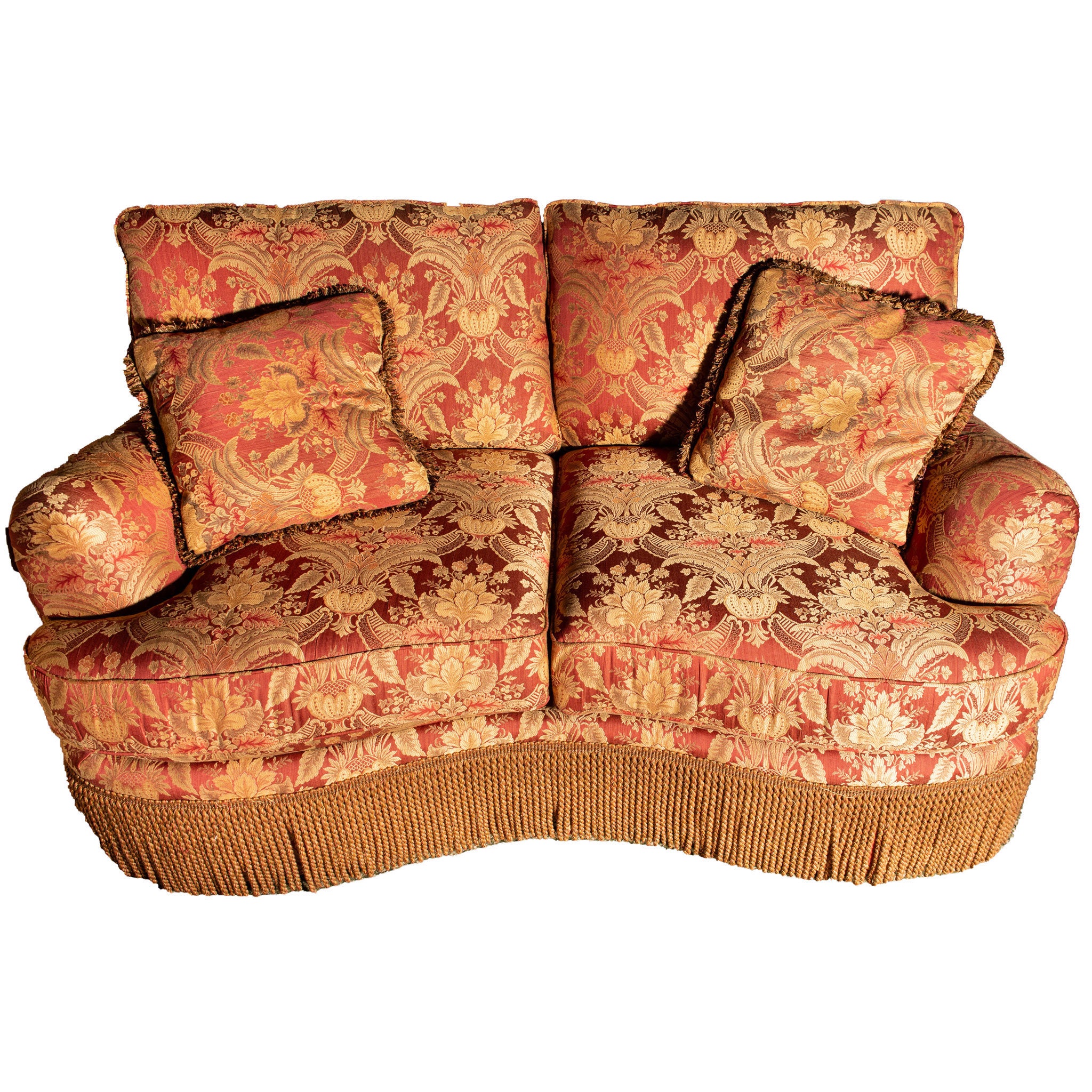 Schnadig Fringe Kidney Shaped Conversation Sofa