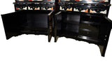 Qing Colored Stone and Jade Black Lacquer Chinese China Cabinet Set